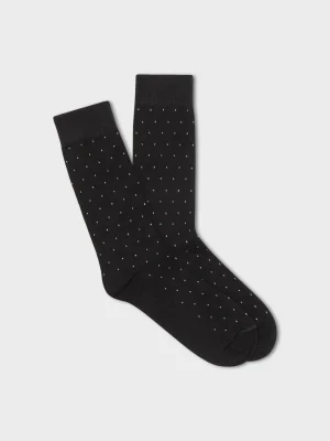 The Black Tux Accessories | Shoes*Black Pindot Dress Sock