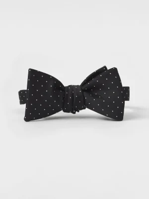 The Black Tux Neckwear*Black Pindot Silk Bow Tie