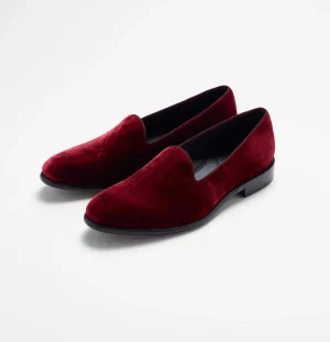 The Black Tux Shoes*Burgundy Velvet Loafers