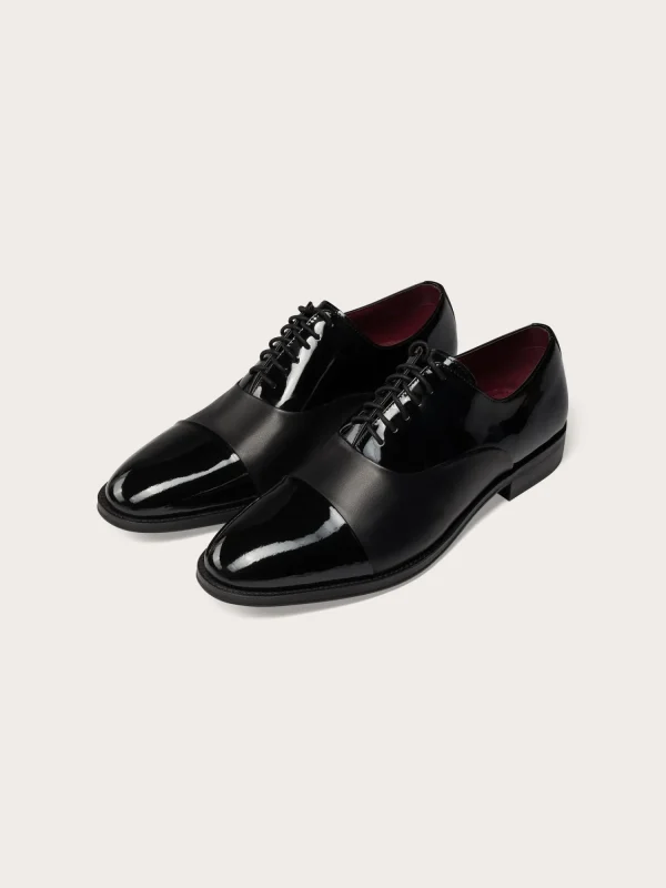 The Black Tux Shoes*Cap Toe Shoes in Patent/Calf