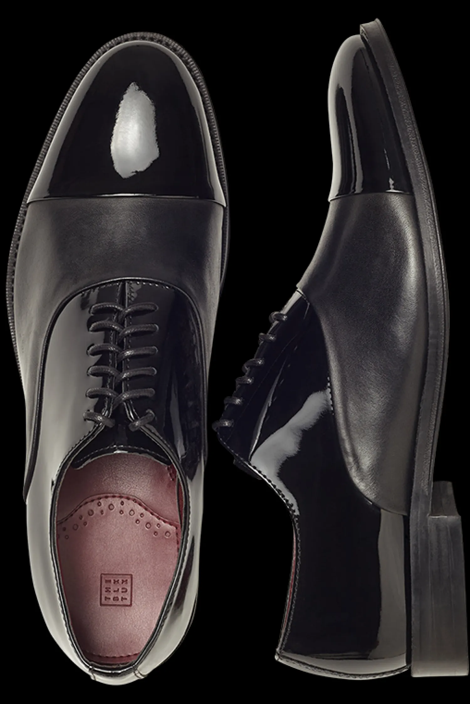 The Black Tux Shoes*Cap Toe Shoes in Patent/Calf