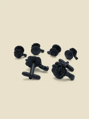 The Black Tux Accessories | Cufflinks & Studs*Carved Rose Cufflinks and Studs Set