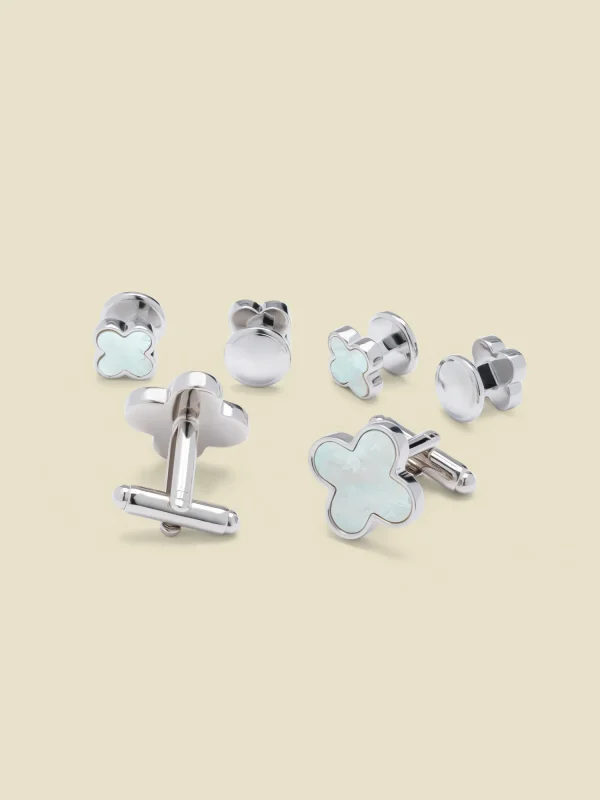 The Black Tux Accessories | Cufflinks & Studs*Clover Mother of Pearl Cufflinks & Studs Set
