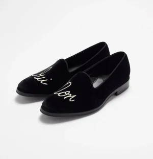 The Black Tux Shoes*Decisions Black Velvet Loafers