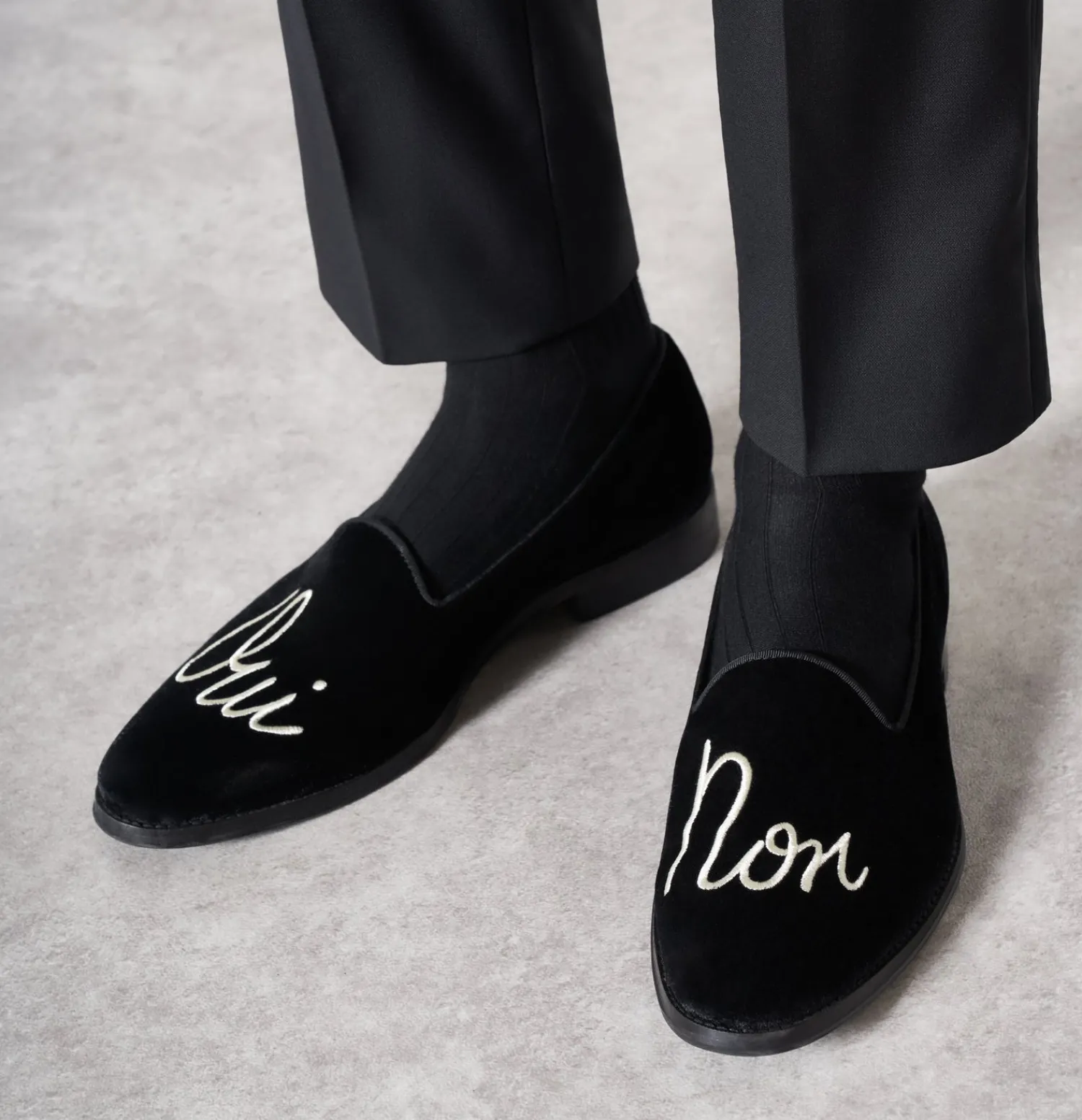 The Black Tux Shoes*Decisions Black Velvet Loafers