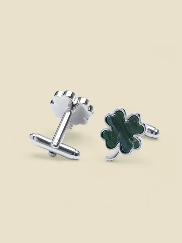 The Black Tux Accessories | Cufflinks & Studs*Green Jade Clover Cufflinks