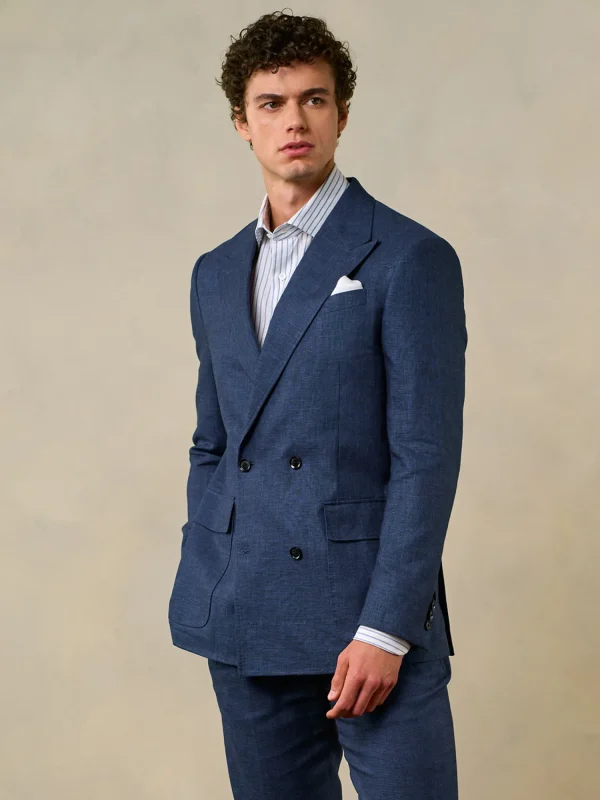 The Black Tux Suits & Tuxedos | Suits & Tuxedos*Ink Blue Double Breasted Linen Suit