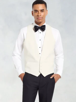The Black Tux Vests*Ivory Low Cut Tuxedo Vest