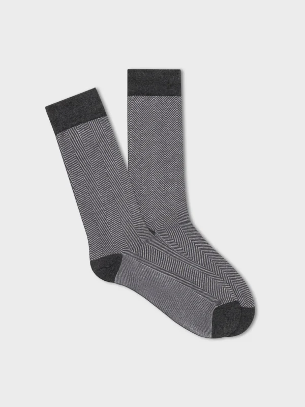The Black Tux Shoes | Accessories*Light Grey Herringbone Dress Sock