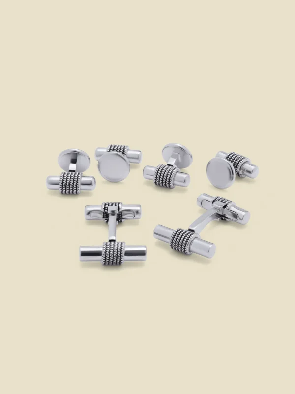 The Black Tux Accessories | Cufflinks & Studs*Nautical Rope Brass Cufflinks & Studs Set
