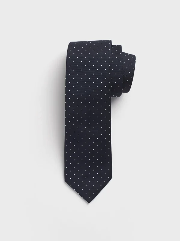 The Black Tux Neckwear*Navy Pindot Silk Necktie