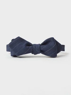 The Black Tux Neckwear*Navy Pinstripe Linen Bow Tie