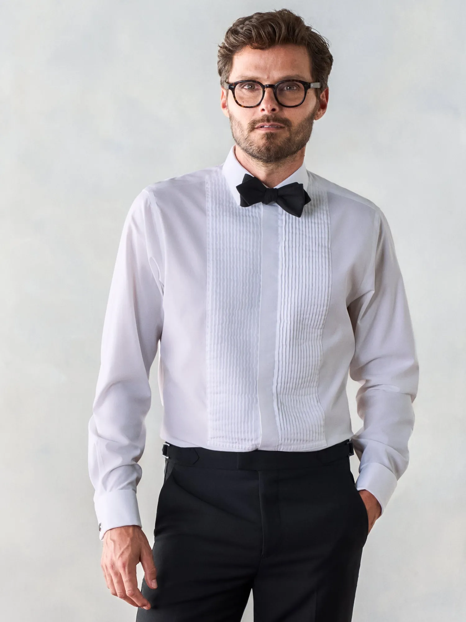 The Black Tux Shirts*Pleated Point Collar Shirt