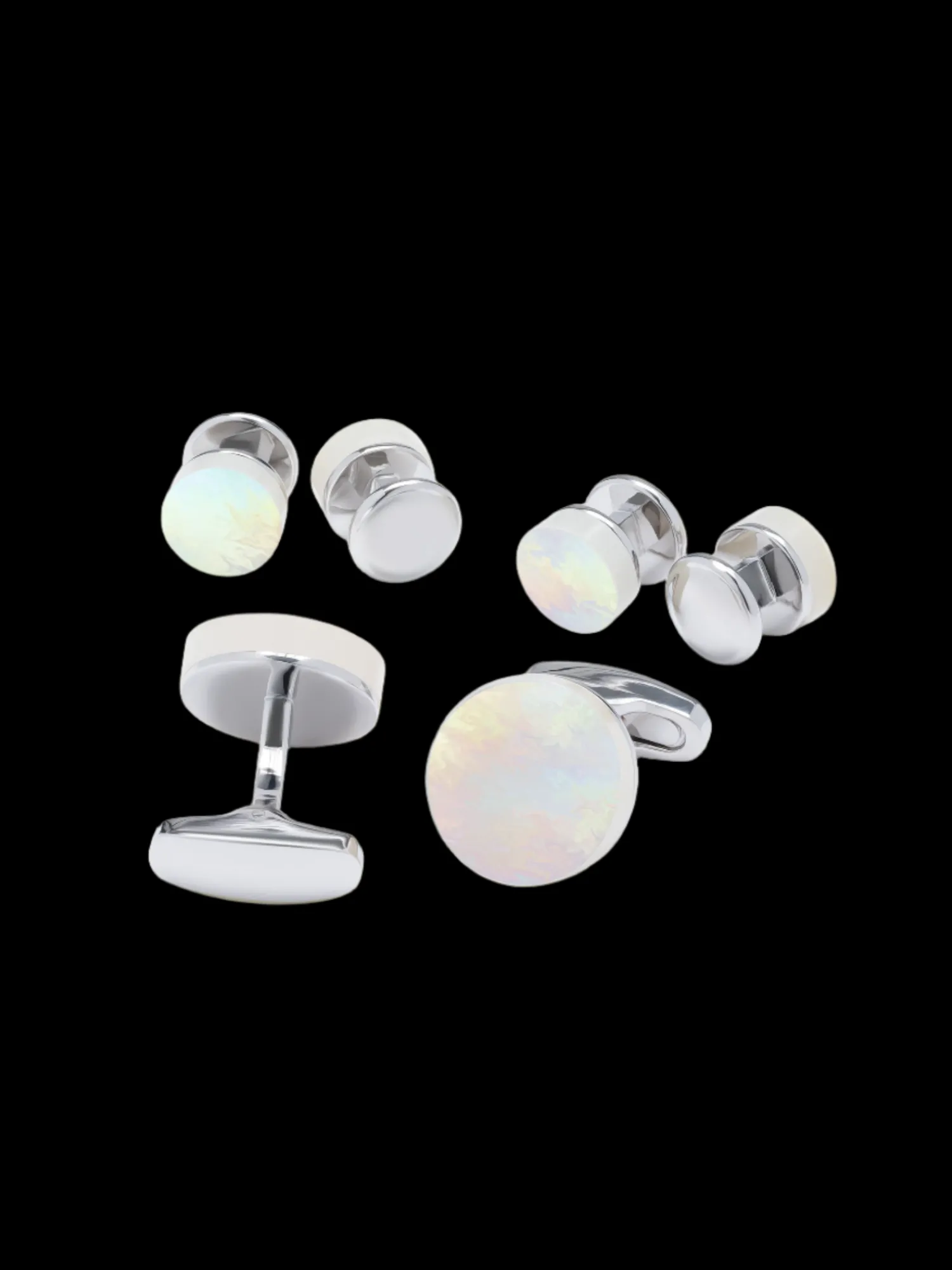 The Black Tux Accessories | Cufflinks & Studs*Round Mother of Pearl Cufflinks & Studs Set