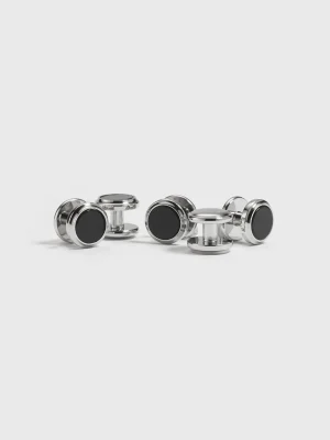 The Black Tux Accessories | Cufflinks & Studs*Silver Onyx Button Studs
