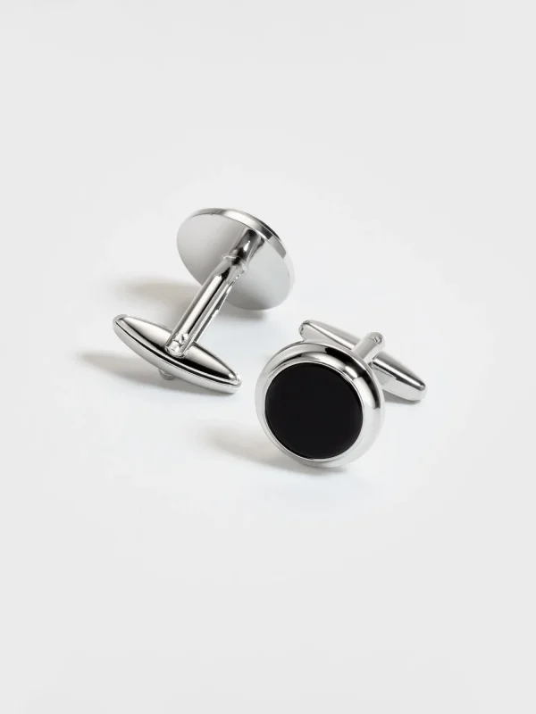 The Black Tux Accessories | Cufflinks & Studs*Silver Onyx Cufflinks