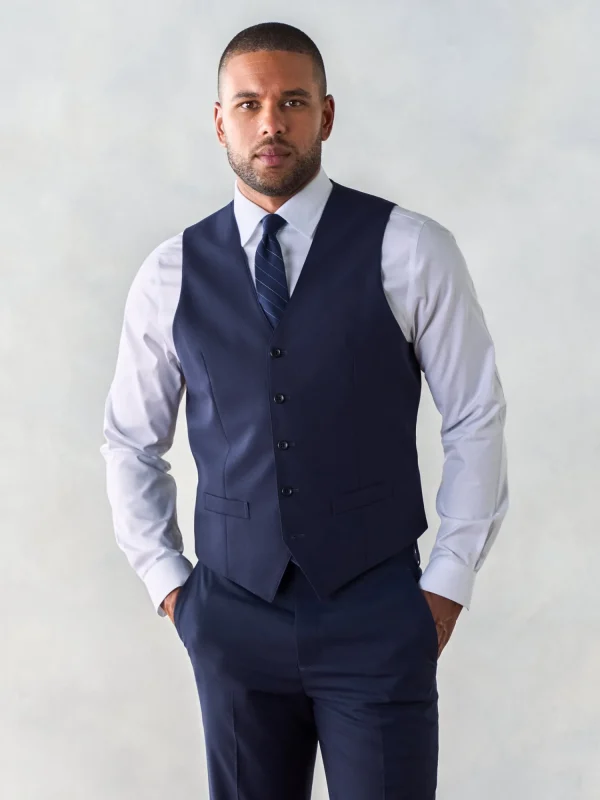 The Black Tux Vests*Stretch Wool True Navy Suit Vest
