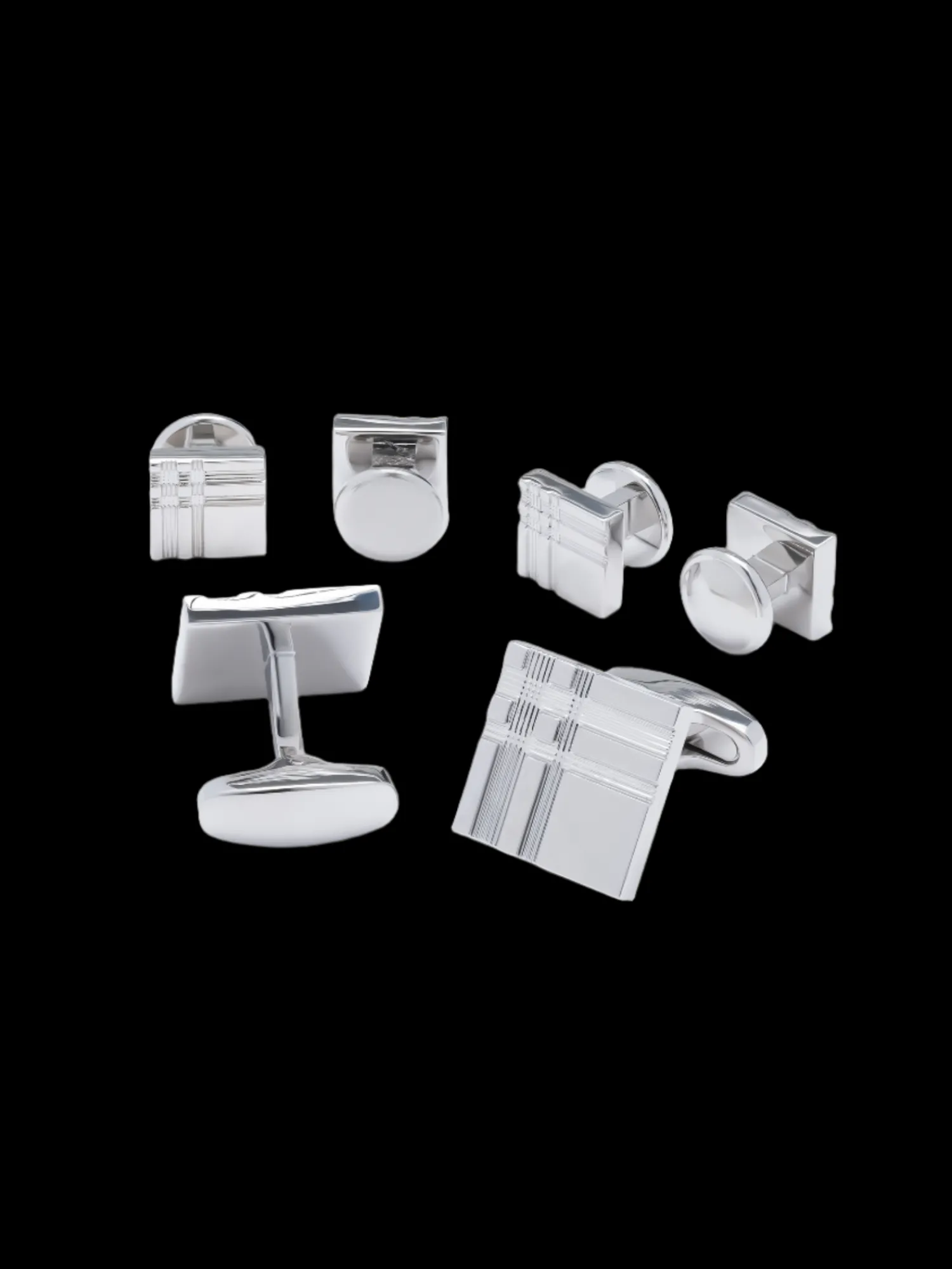 The Black Tux Accessories | Cufflinks & Studs*Tartan Etched Square Cufflinks & Studs Set