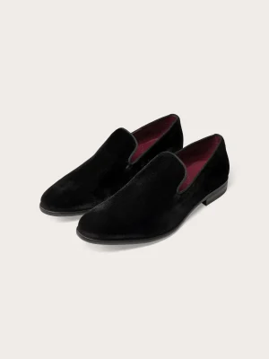 The Black Tux Shoes*Velvet Slip-On Shoes