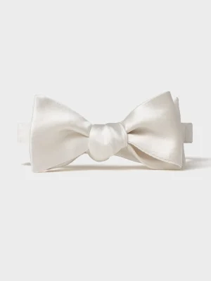 The Black Tux Neckwear*White Satin Butterfly Bow Tie